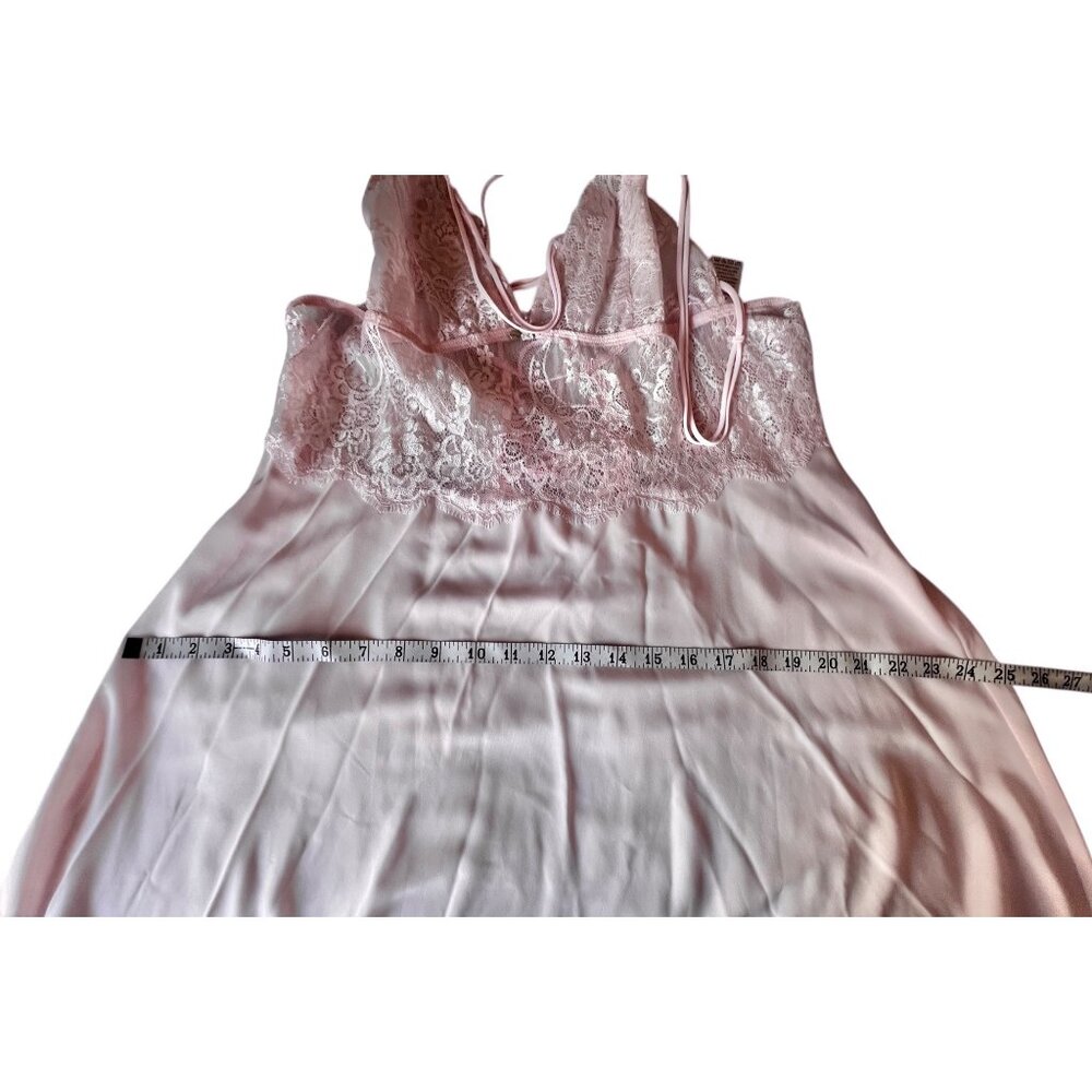 Dentelle Pink Blush Nightgown & Robe Set Cassandra Size XL VTG lace Up Back - Picture 14 of 16